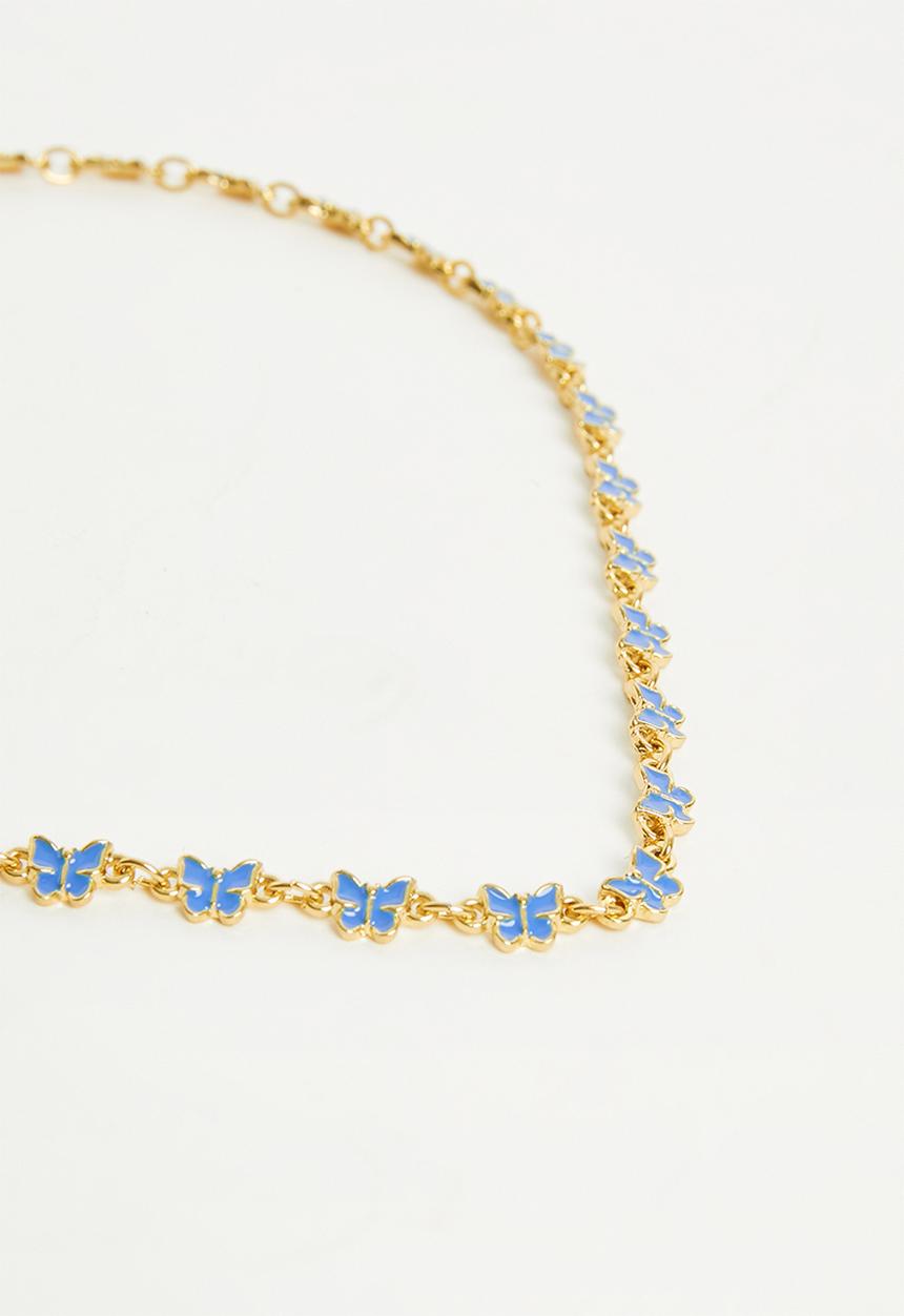 Rubi - Mid chain choker - gold plated plated blue butterfly