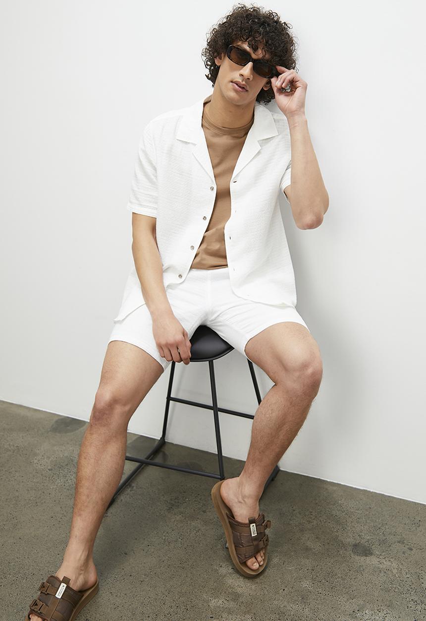 STYLE REPUBLIC - Cheese cloth short sleeve shirt - white