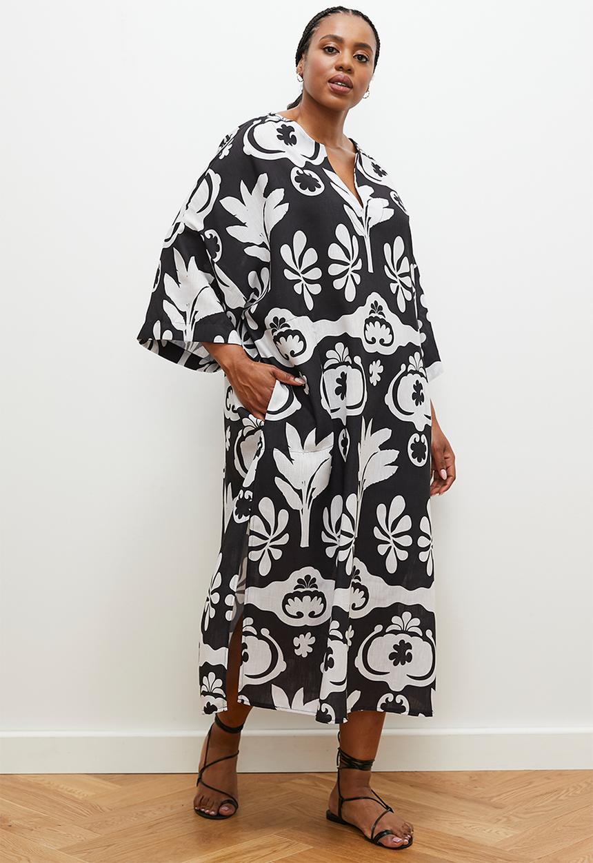 edit - Printed tee midi dress - mono tropical