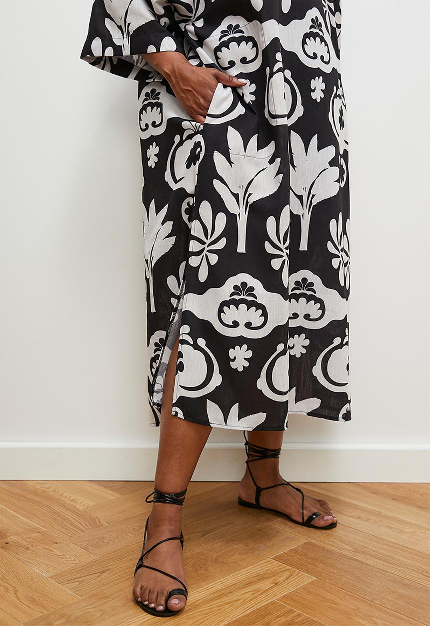 edit - Printed tee midi dress - mono tropical