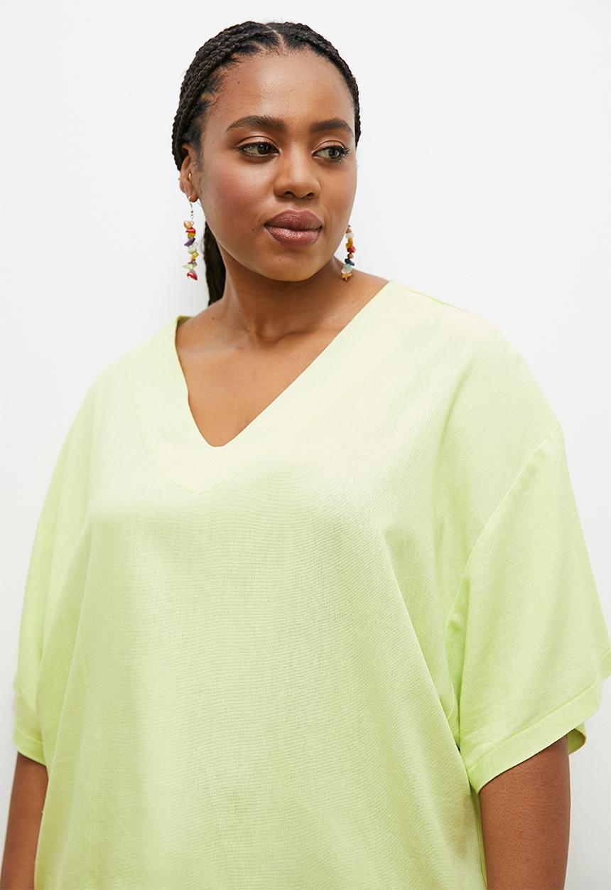 edit - Oversized linen boxy tee - lime