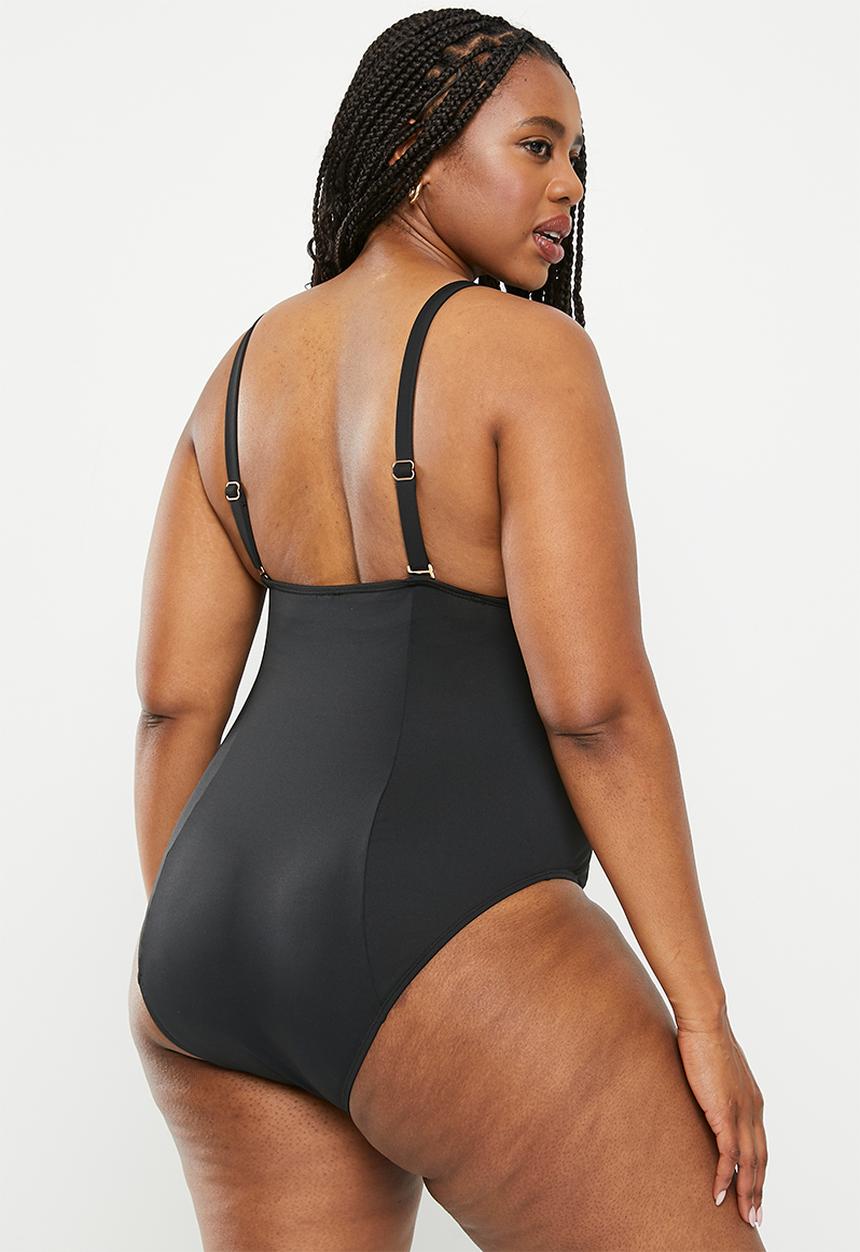 Cotton On - Plus scoop neck D+ one piece full - black