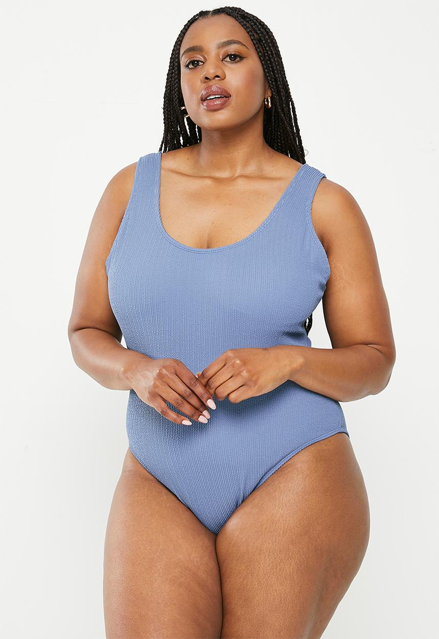 Cotton On - Plus scoop back one piece cheeky - blue dusk crinkle