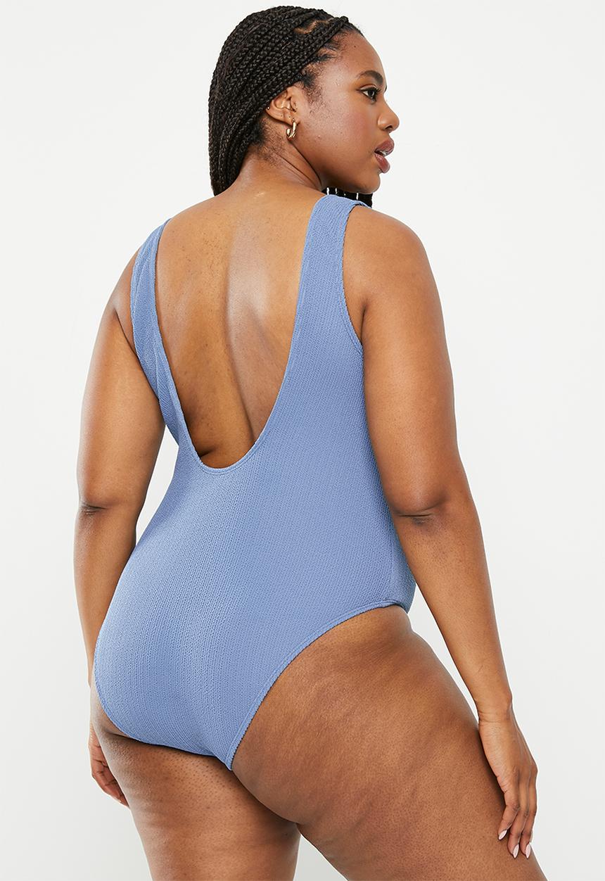 Cotton On - Plus scoop back one piece cheeky - blue dusk crinkle