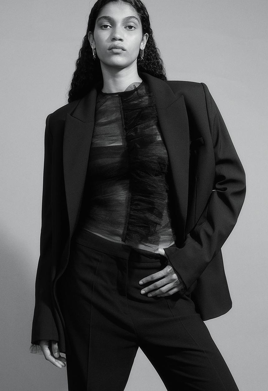 H&M - H&M Studio: Frilled tulle top - midnight black 