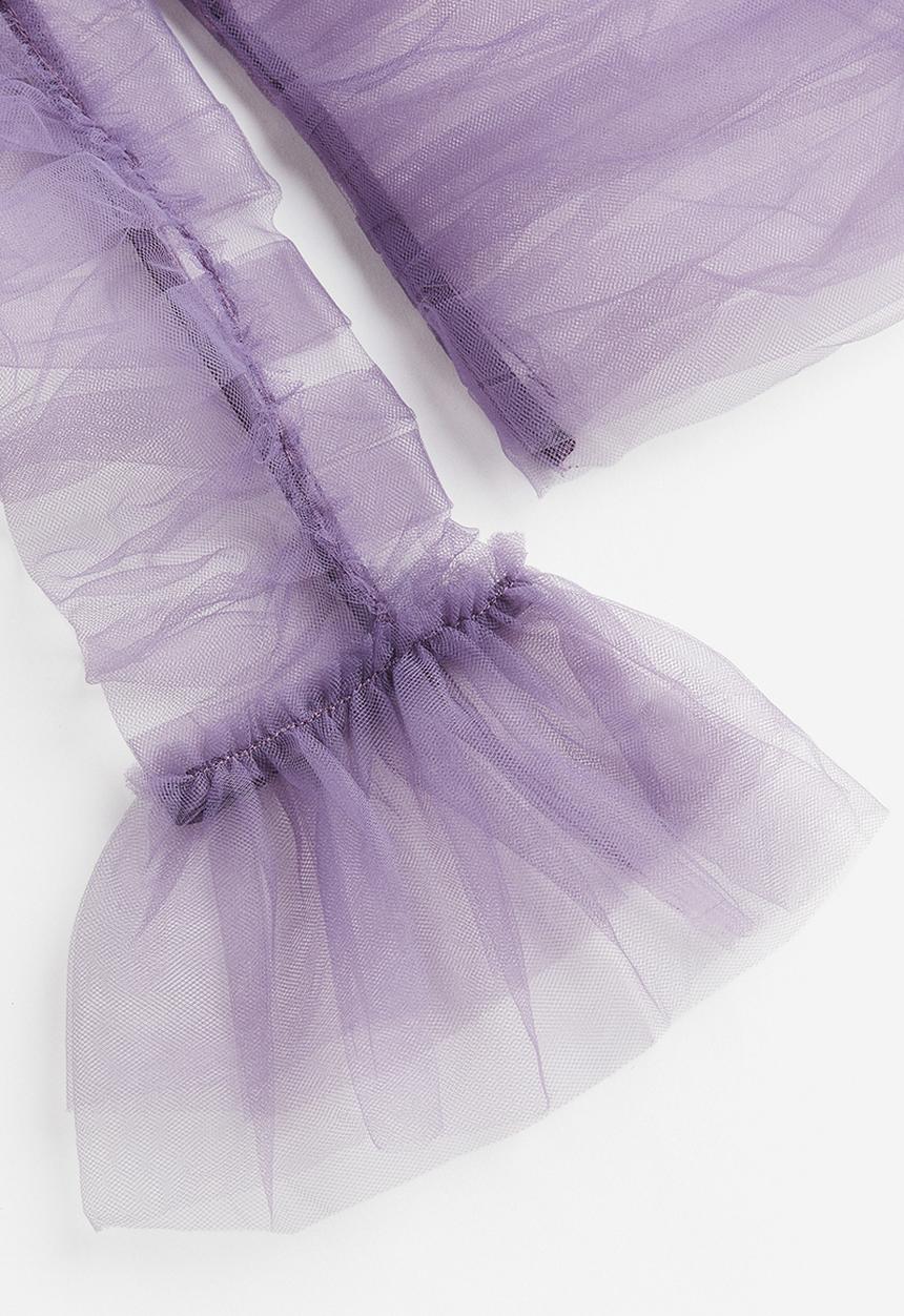 H&M - H&M Studio: Frilled tulle top - dark mauve