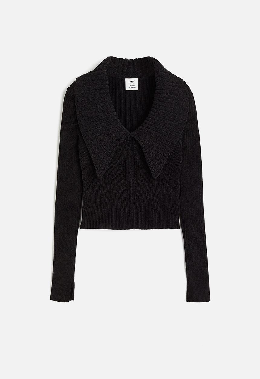 H&M - H&M Studio: Chenille chelsea-collar jumper - charcoal grey