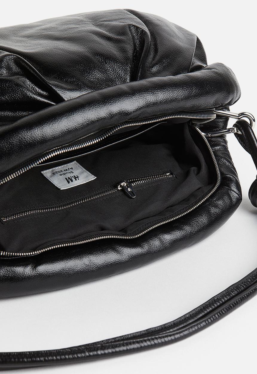 H&M - H&M Studio: Leather shoulder bag - midnight black