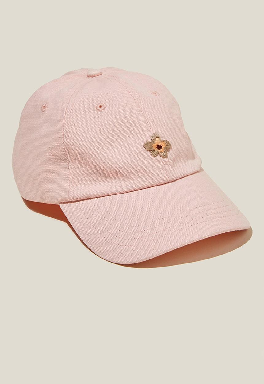 Rubi - Classic dad cap - single flower motif/pink
