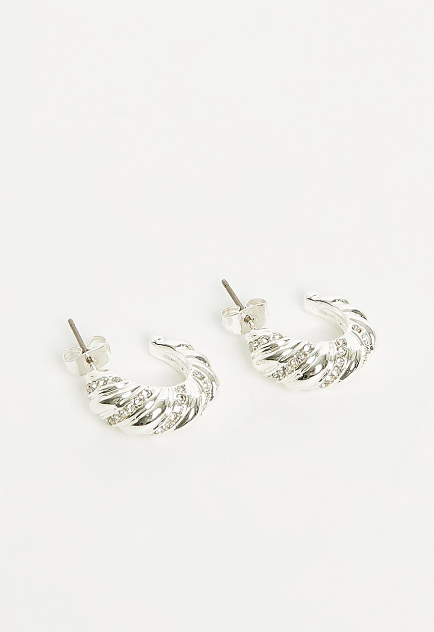 Rubi - Mid hoop earring - sterling silver plated dia croissant