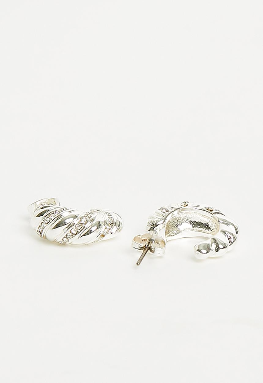 Rubi - Mid hoop earring - sterling silver plated dia croissant