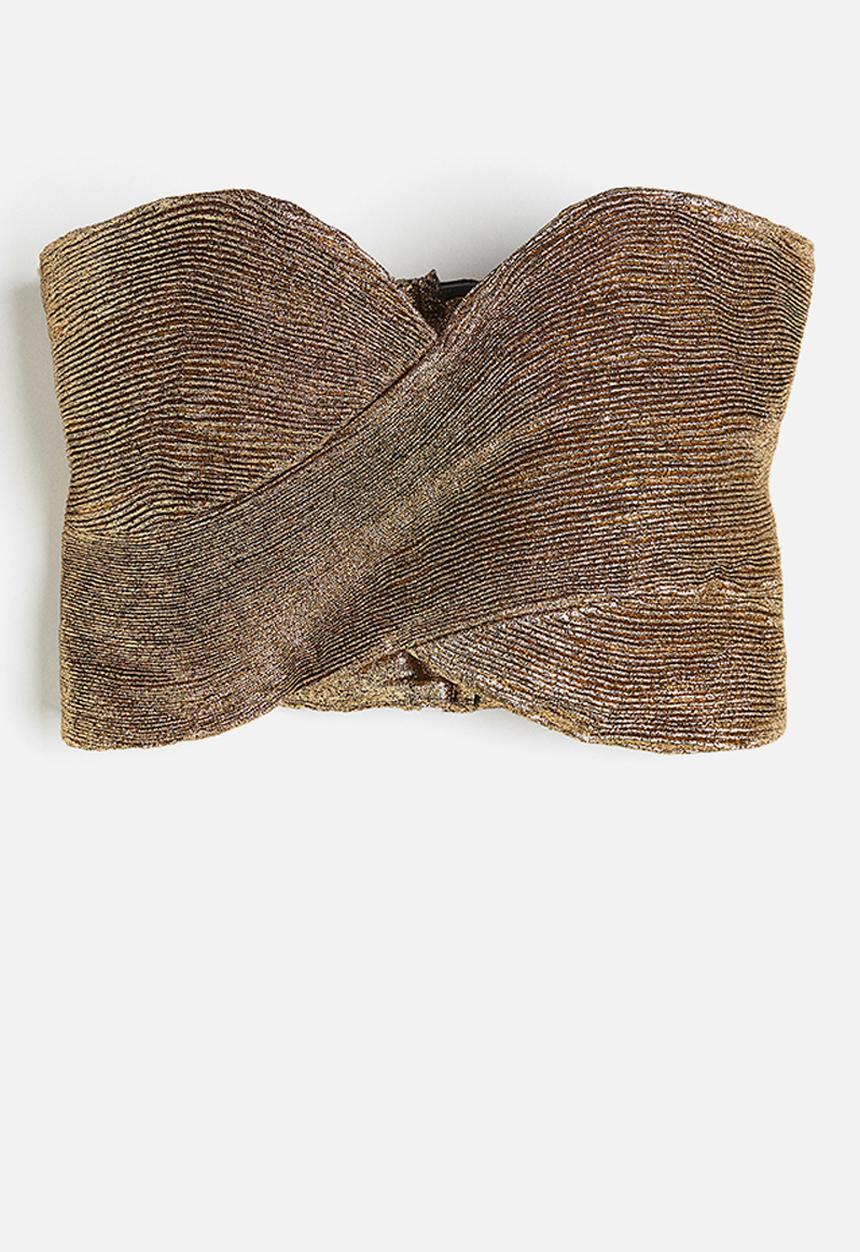 H&M - H&M Studio: Shimmering bustier top - gold-coloured 