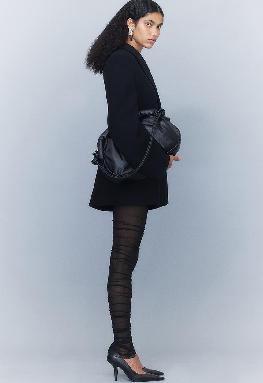H&M - H&M Studio: Ruched mesh leggings - midnight black