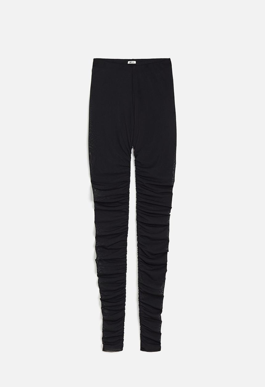 H&M - H&M Studio: Ruched mesh leggings - midnight black