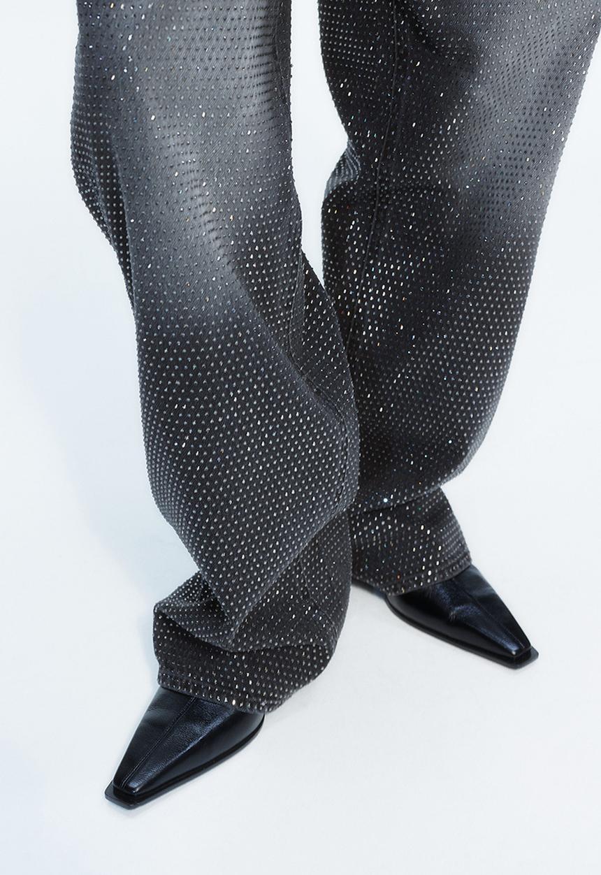 H&M - H&M Studio: Rhinestone-embellished jeans - charcoal grey/silver-colour