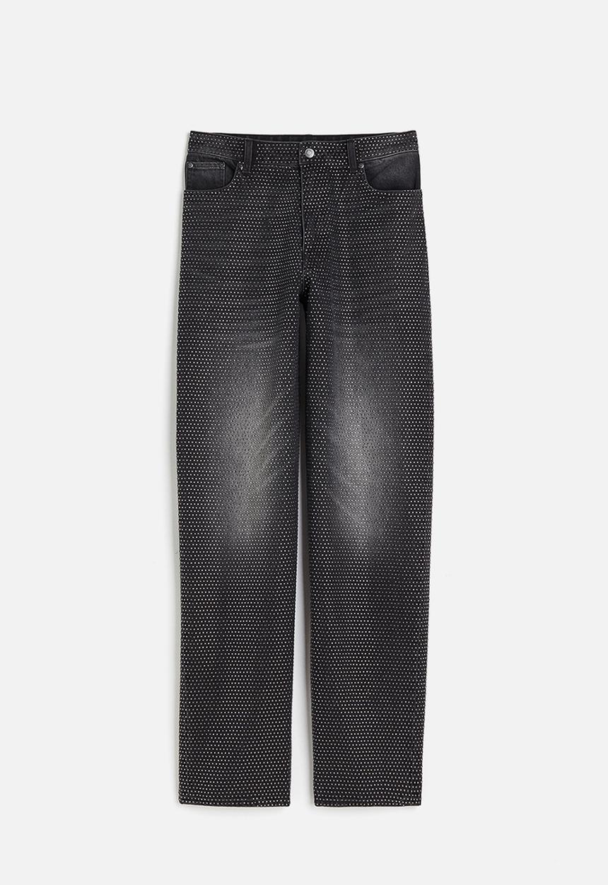 H&M - H&M Studio: Rhinestone-embellished jeans - charcoal grey/silver-colour