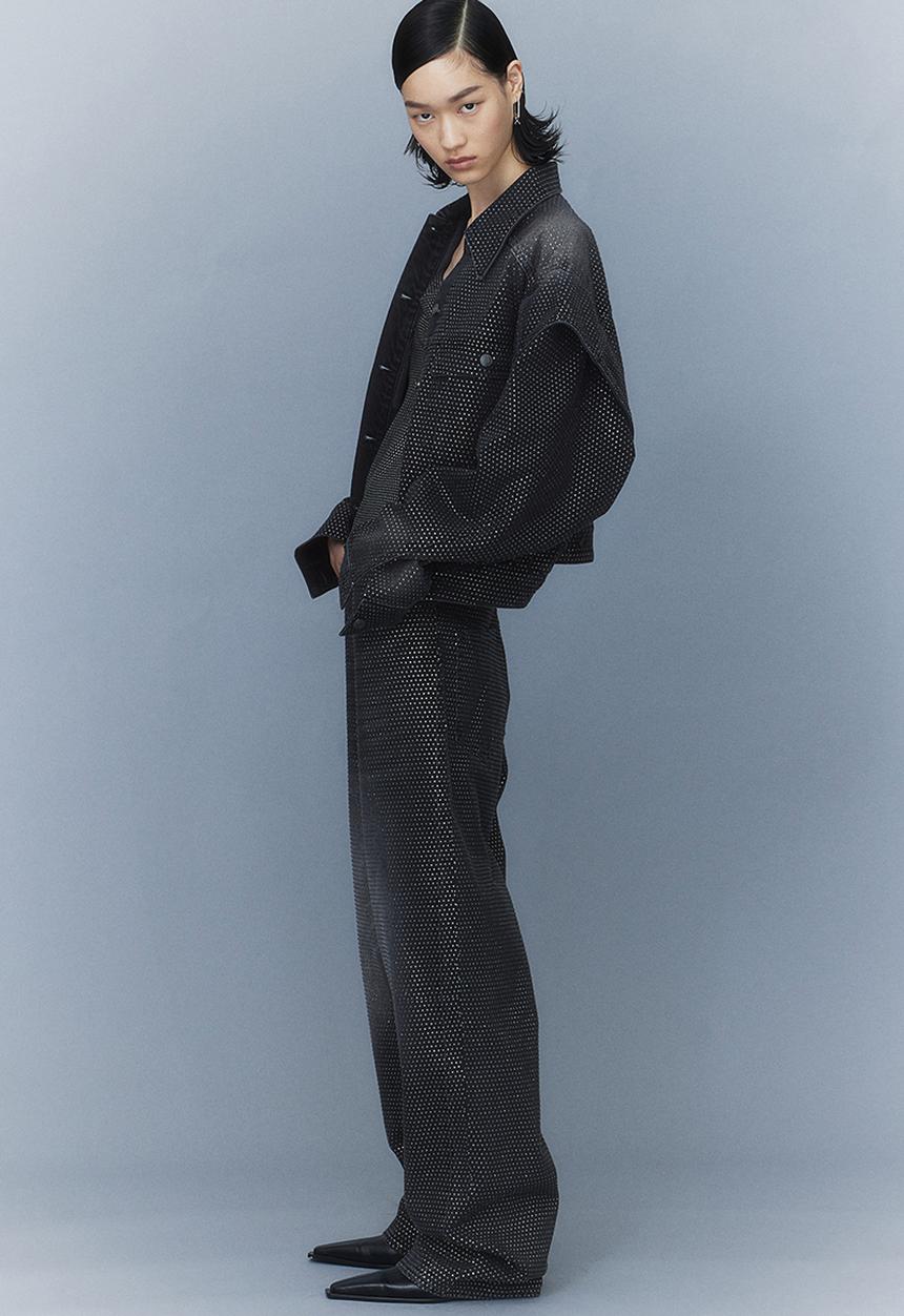 H&M - H&M Studio: Rhinestone-embellished jeans - charcoal grey/silver-colour