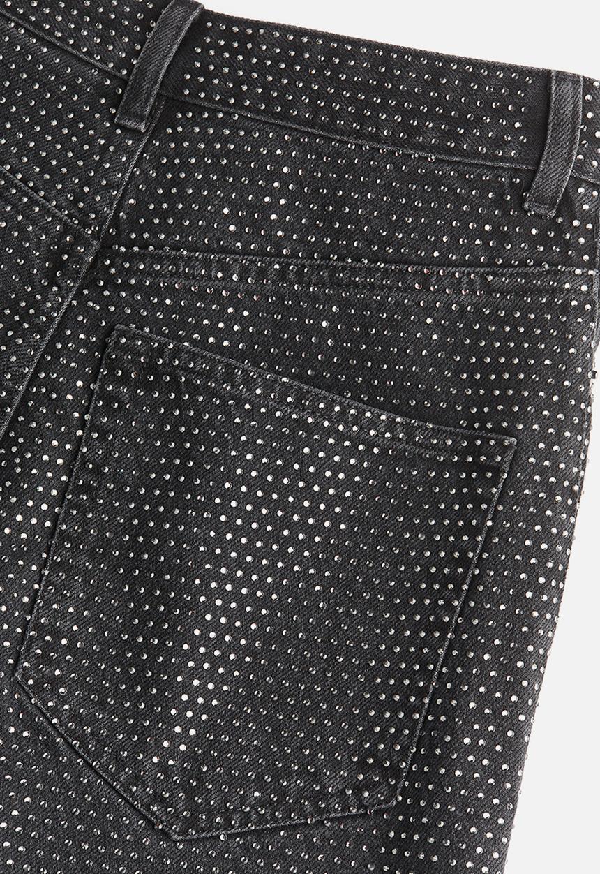 H&M - H&M Studio: Rhinestone-embellished jeans - charcoal grey/silver-colour