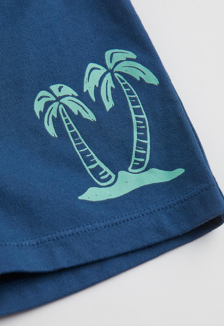 H&M - Jersey shorts - dark blue / palm trees 