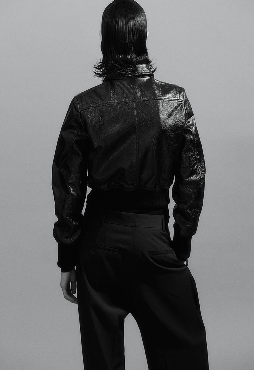 H&M - H&M Studio: Leather biker jacket - midnight black