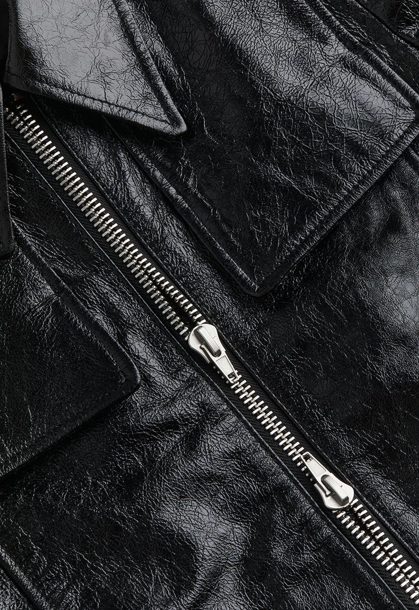 H&M - H&M Studio: Leather biker jacket - midnight black