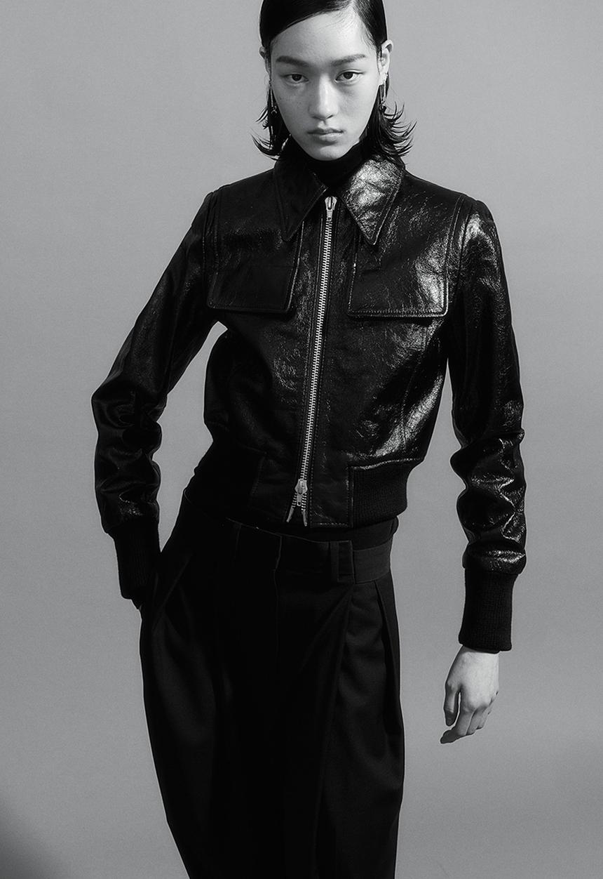 H&M - H&M Studio: Leather biker jacket - midnight black