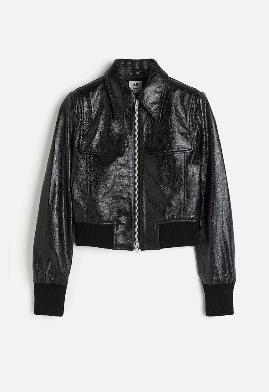 H&M - H&M Studio: Leather biker jacket - midnight black