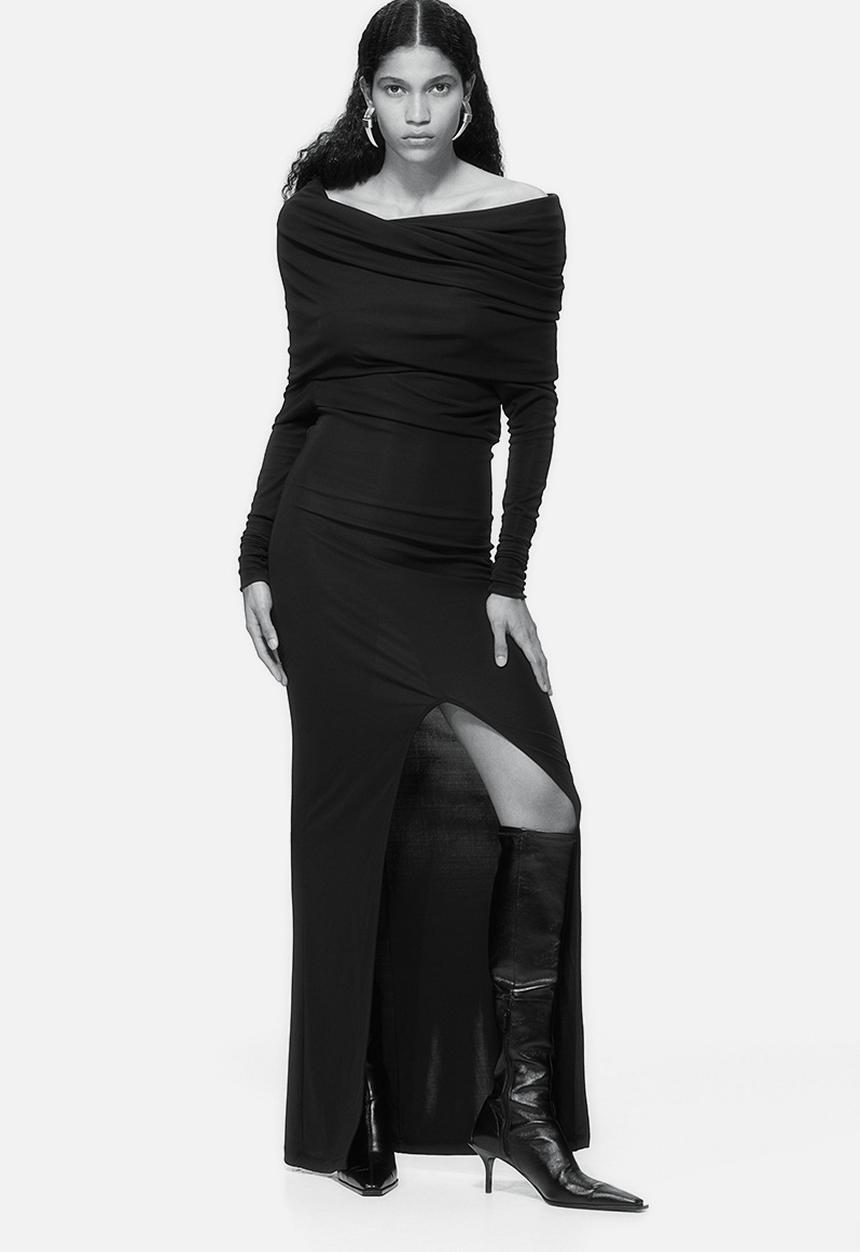 H&M - H&M Studio: Jersey off-the-shoulder dress - midnight black