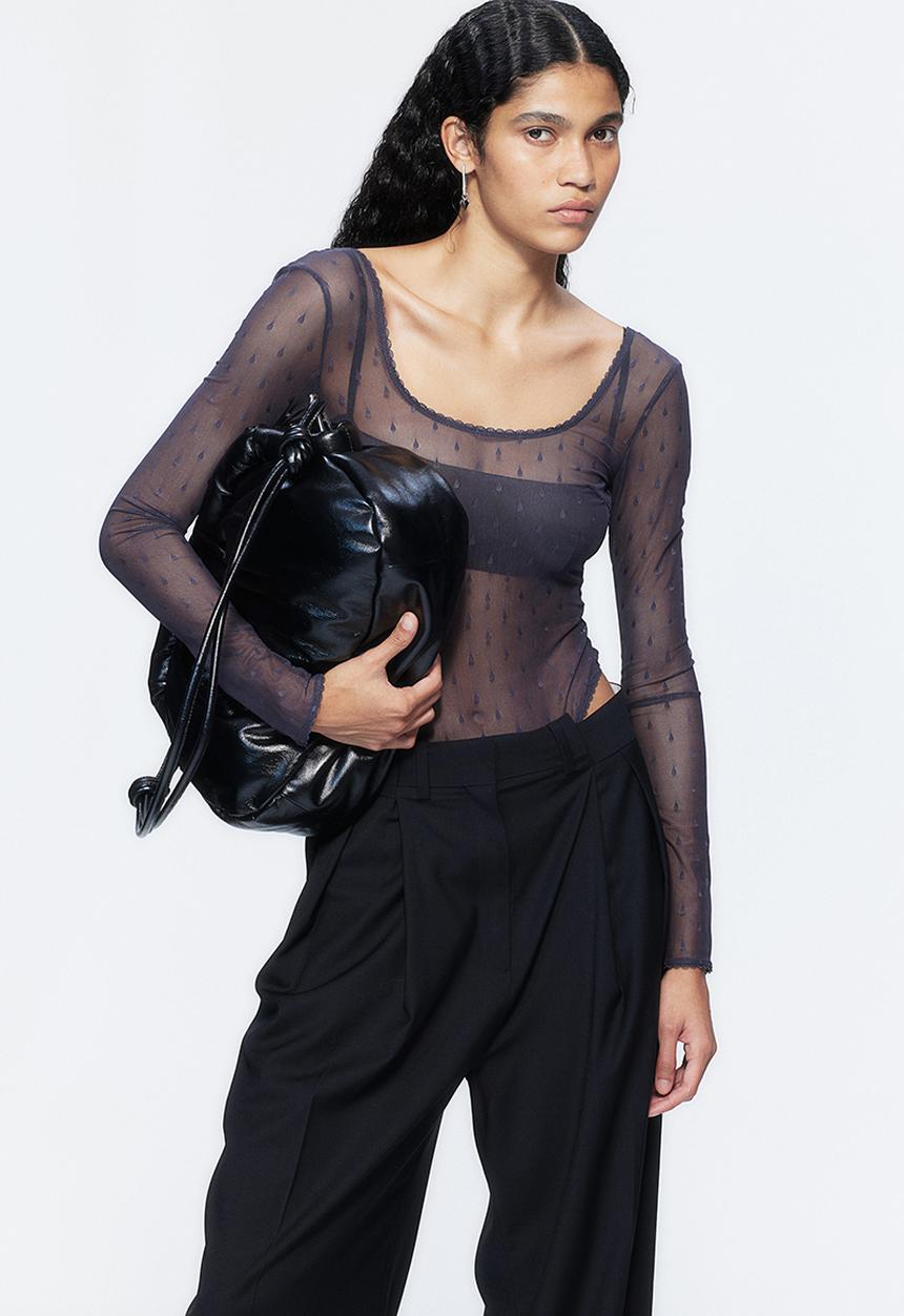 H&M - H&M Studio: Jacquard-mesh body - dark mauve/teardrop