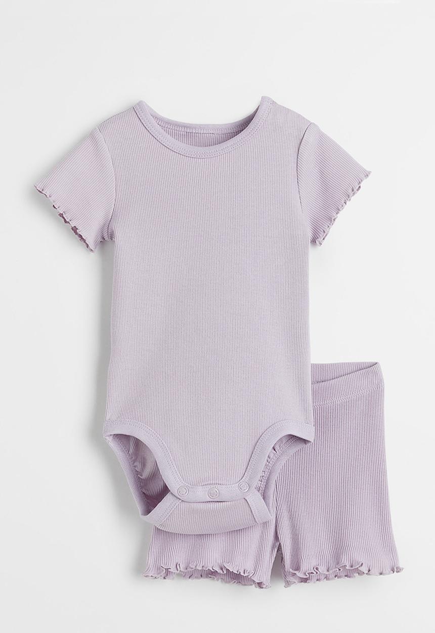 H&M - Ribbed cotton set - light purple
