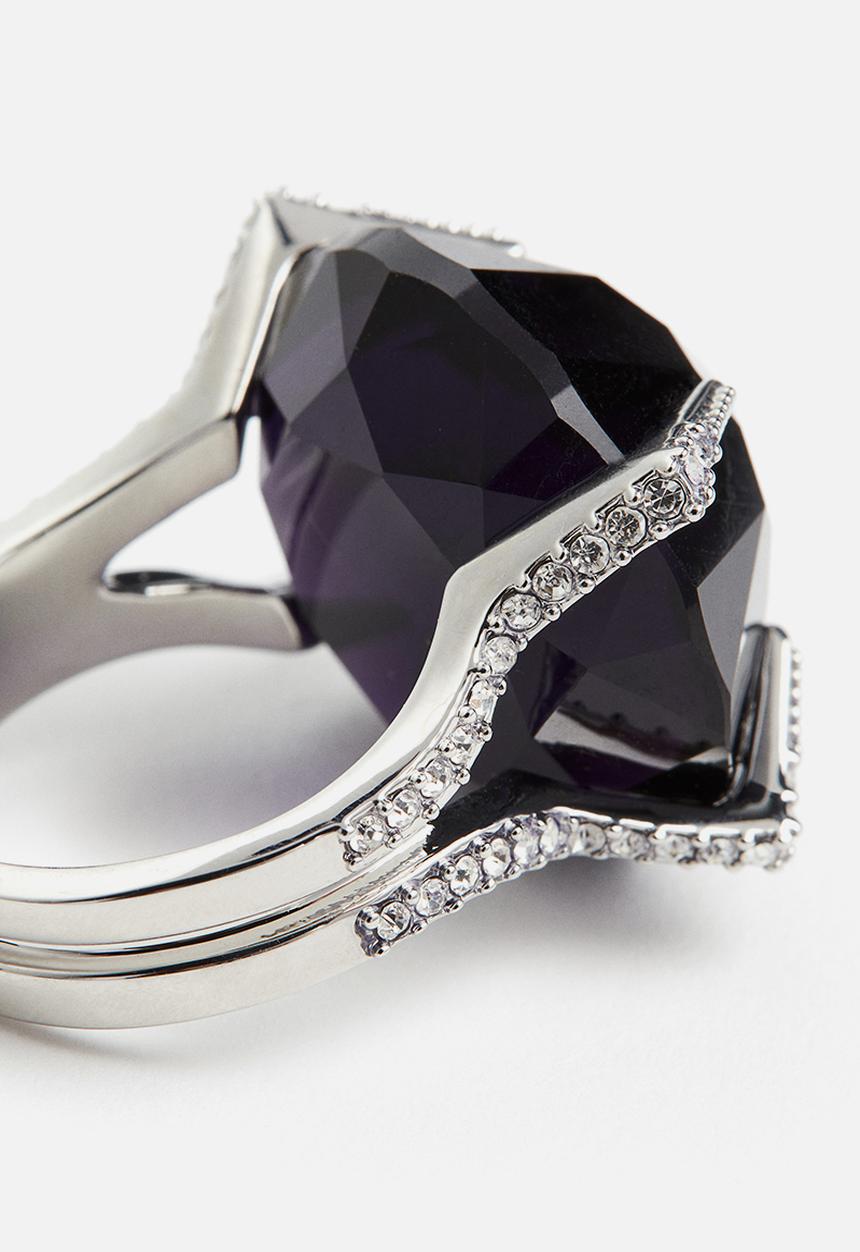 H&M - H&M Studio: Rhinestone-embellished stone ring - silver-coloured/purple
