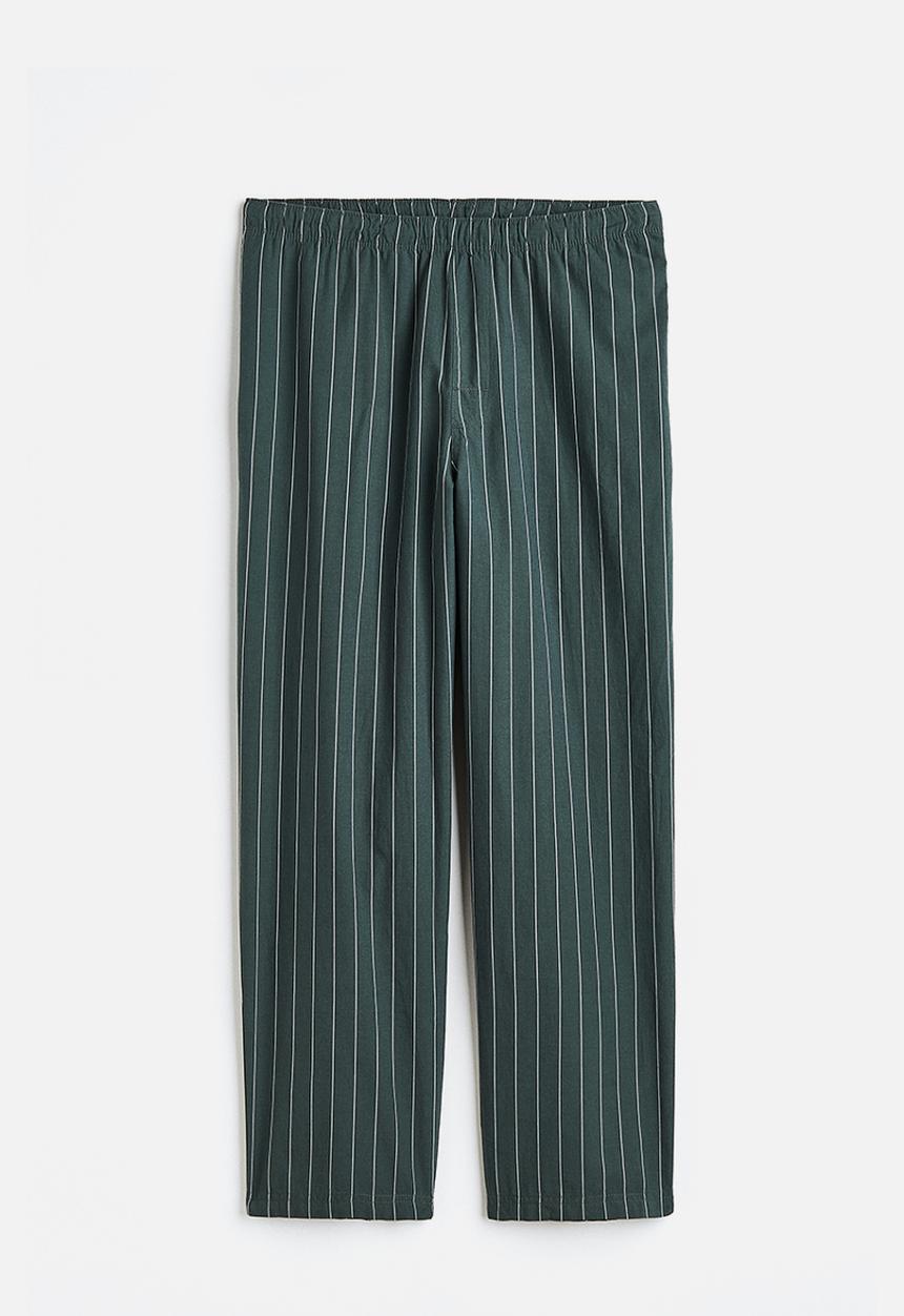 H&M - Relaxed fit pyjama bottoms - dark green pinstriped