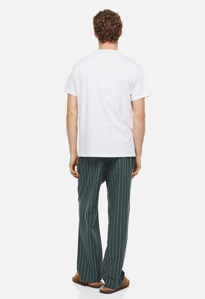 H&M - Relaxed fit pyjama bottoms - dark green pinstriped