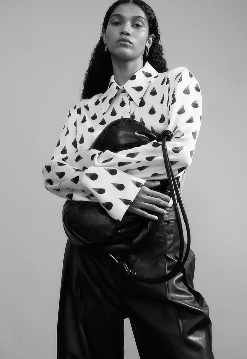 H&M - H&M Studio: Graphic-print satin shirt - cream teardrops