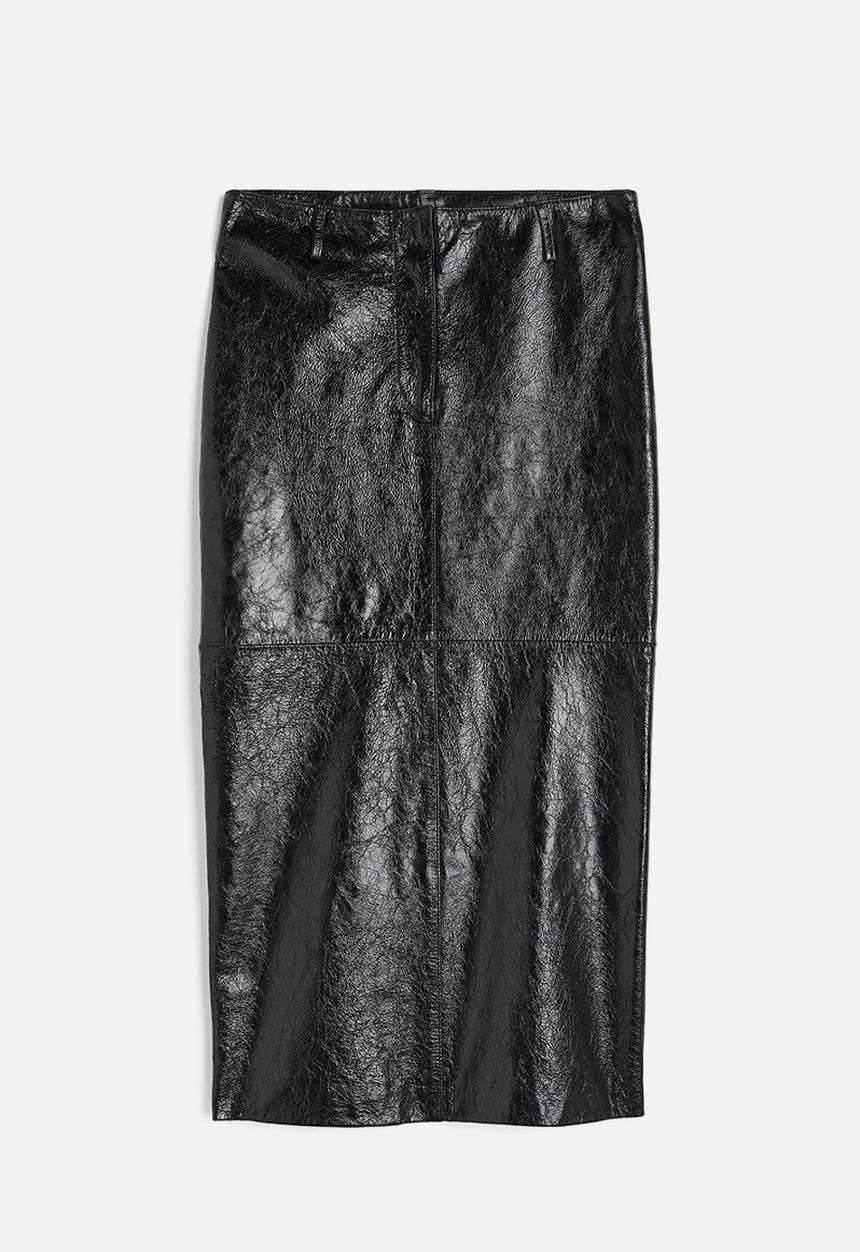 H&M - H&M Studio: Leather pencil skirt - midnight black