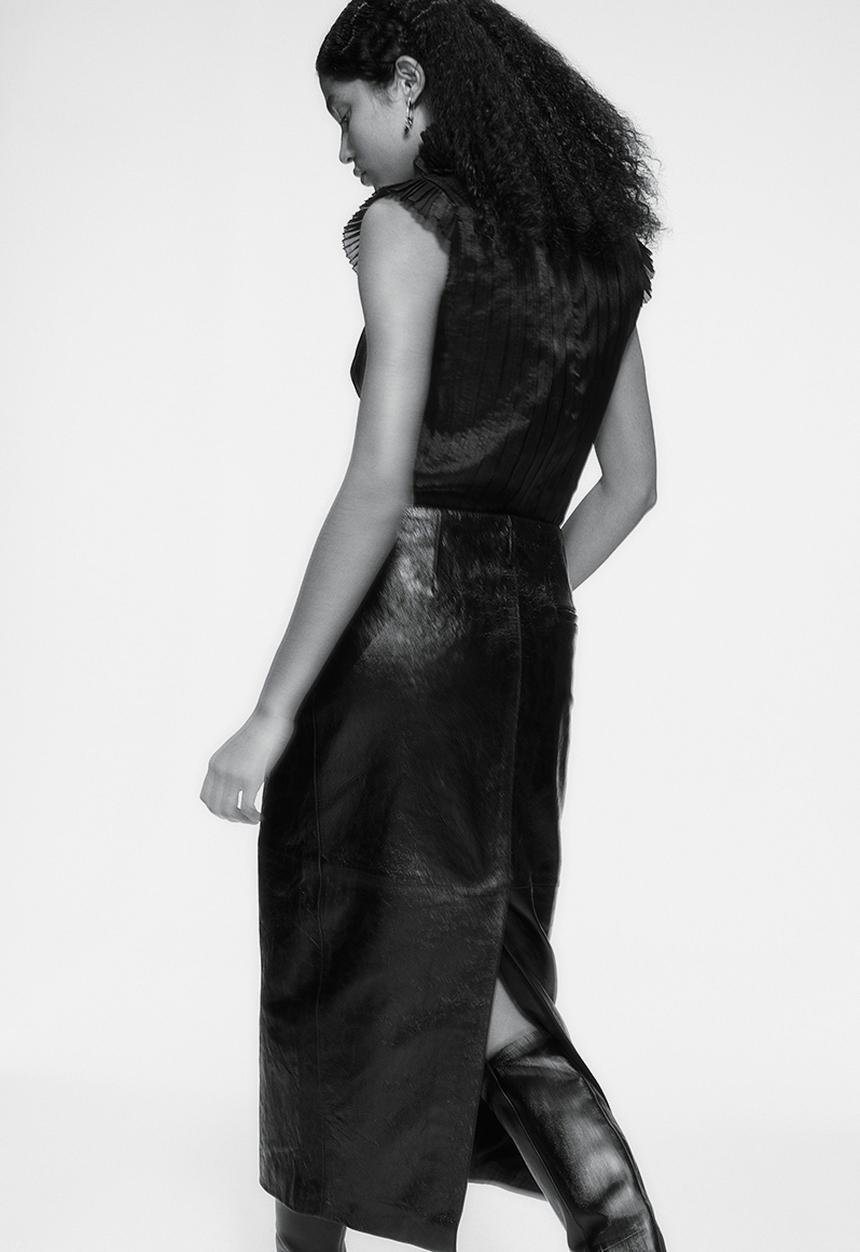 H&M - H&M Studio: Leather pencil skirt - midnight black