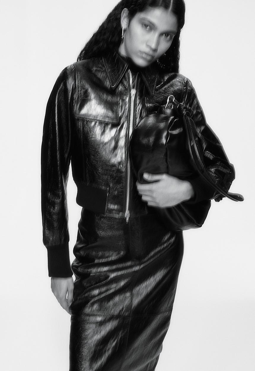 H&M - H&M Studio: Leather pencil skirt - midnight black