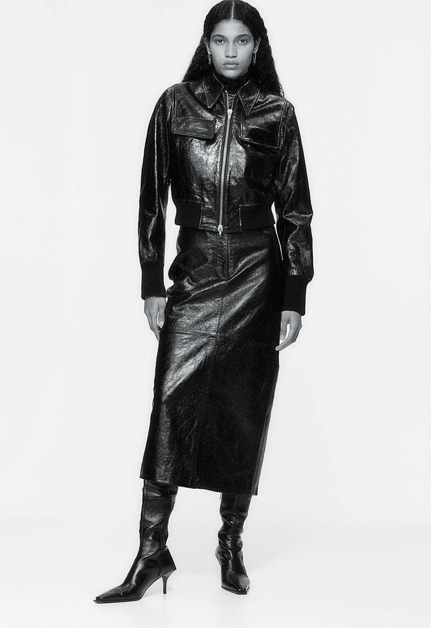 H&M - H&M Studio: Leather pencil skirt - midnight black