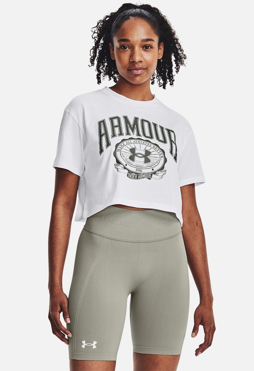 Under Armour - Ua collegiate crop short sleeve - white & colorado sage