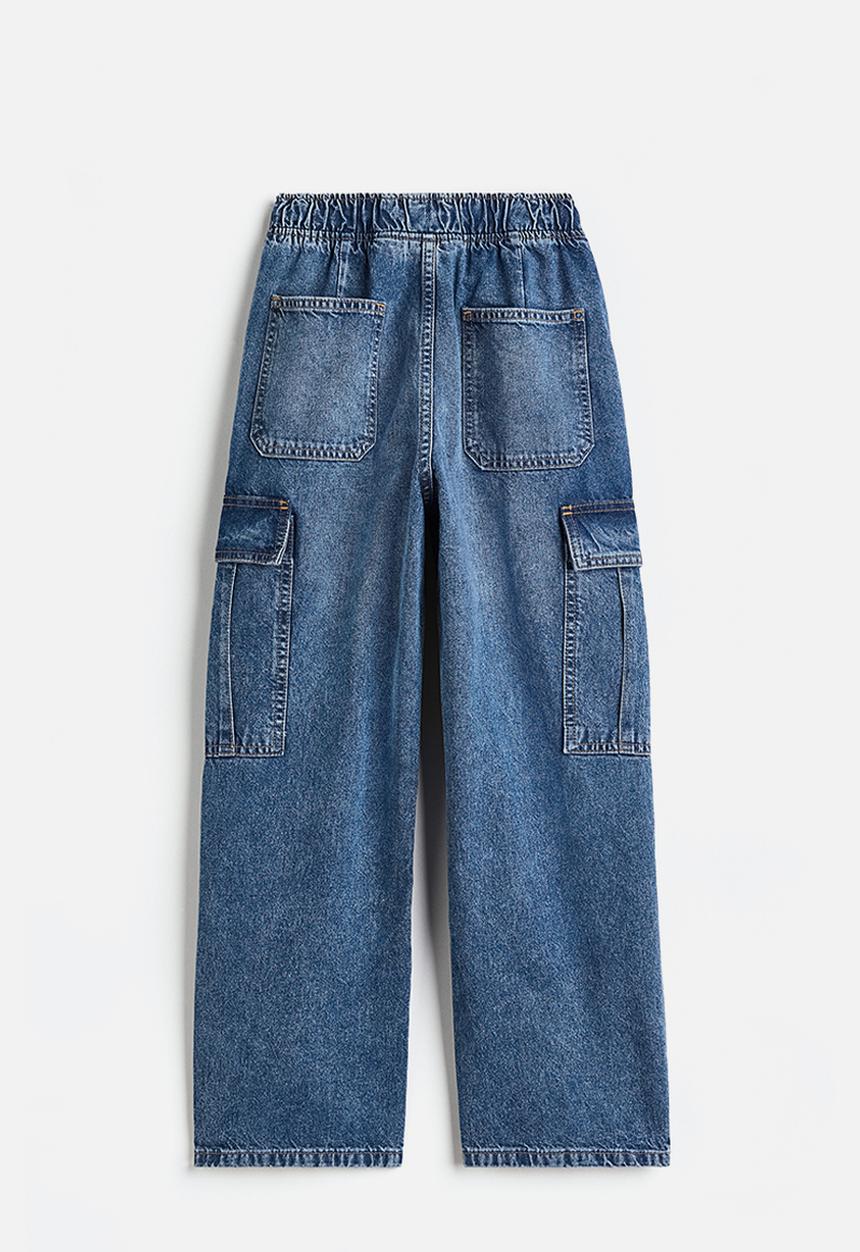 H&M - Loose fit cargo joggers - denim blue