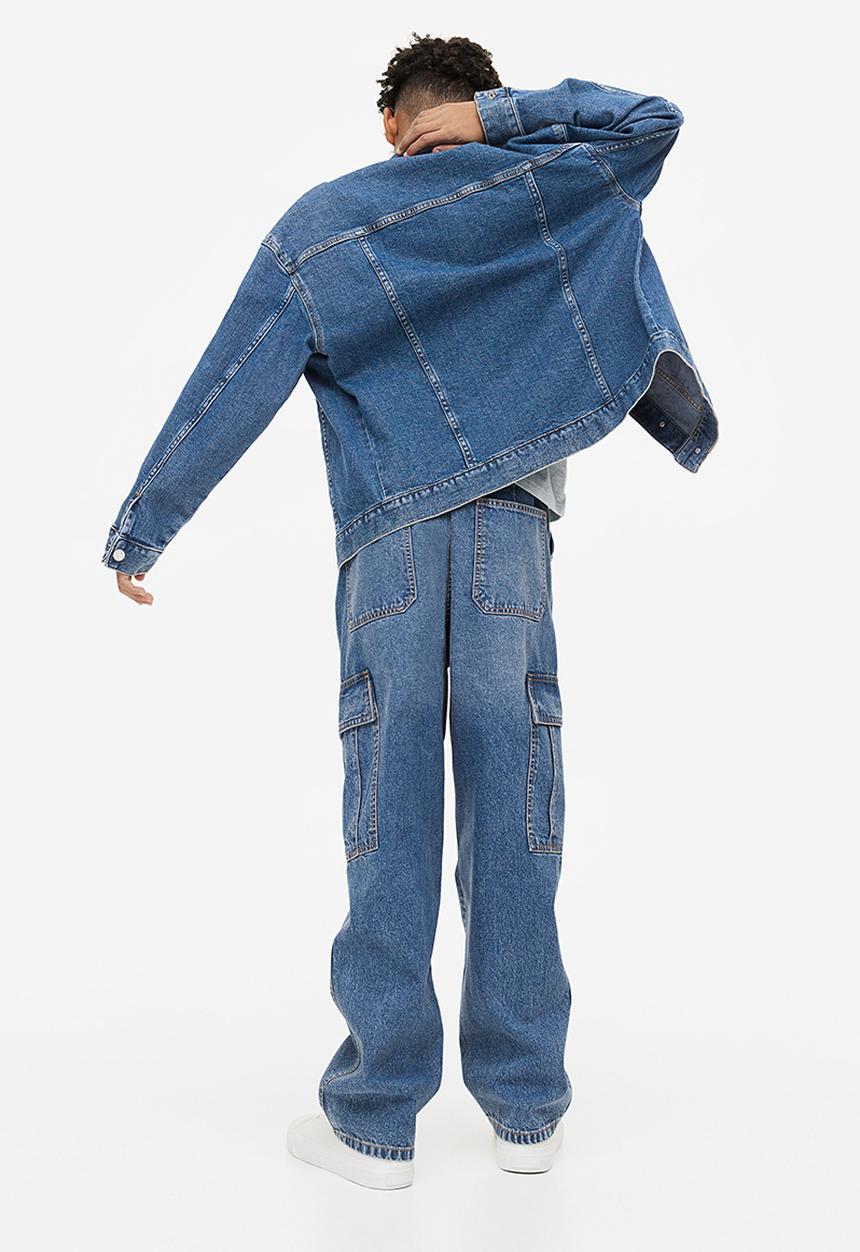 H&M - Loose fit cargo joggers - denim blue