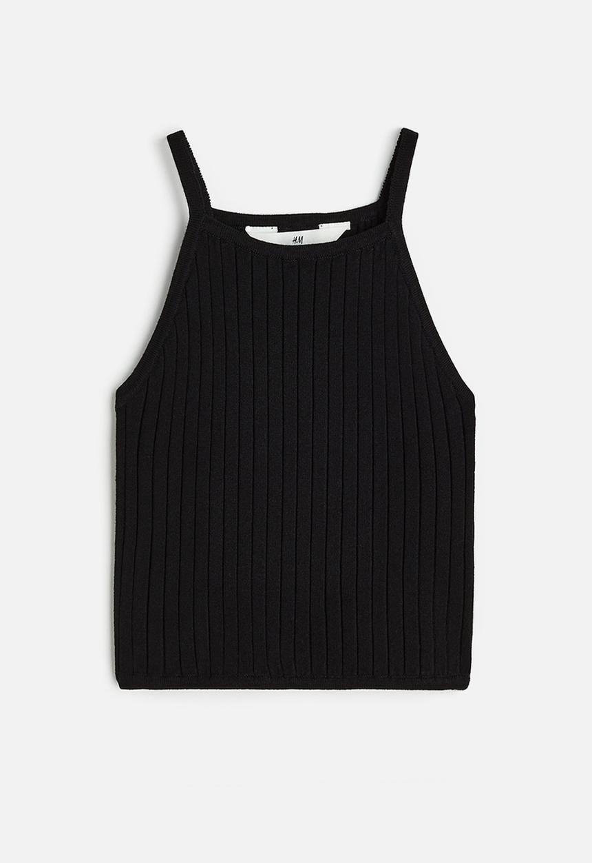 H&M - Rib-knit vest top - black