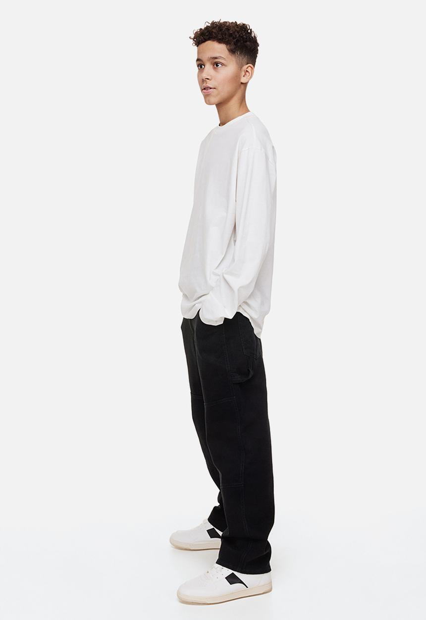 H&M - Baggy fit twill trousers - black