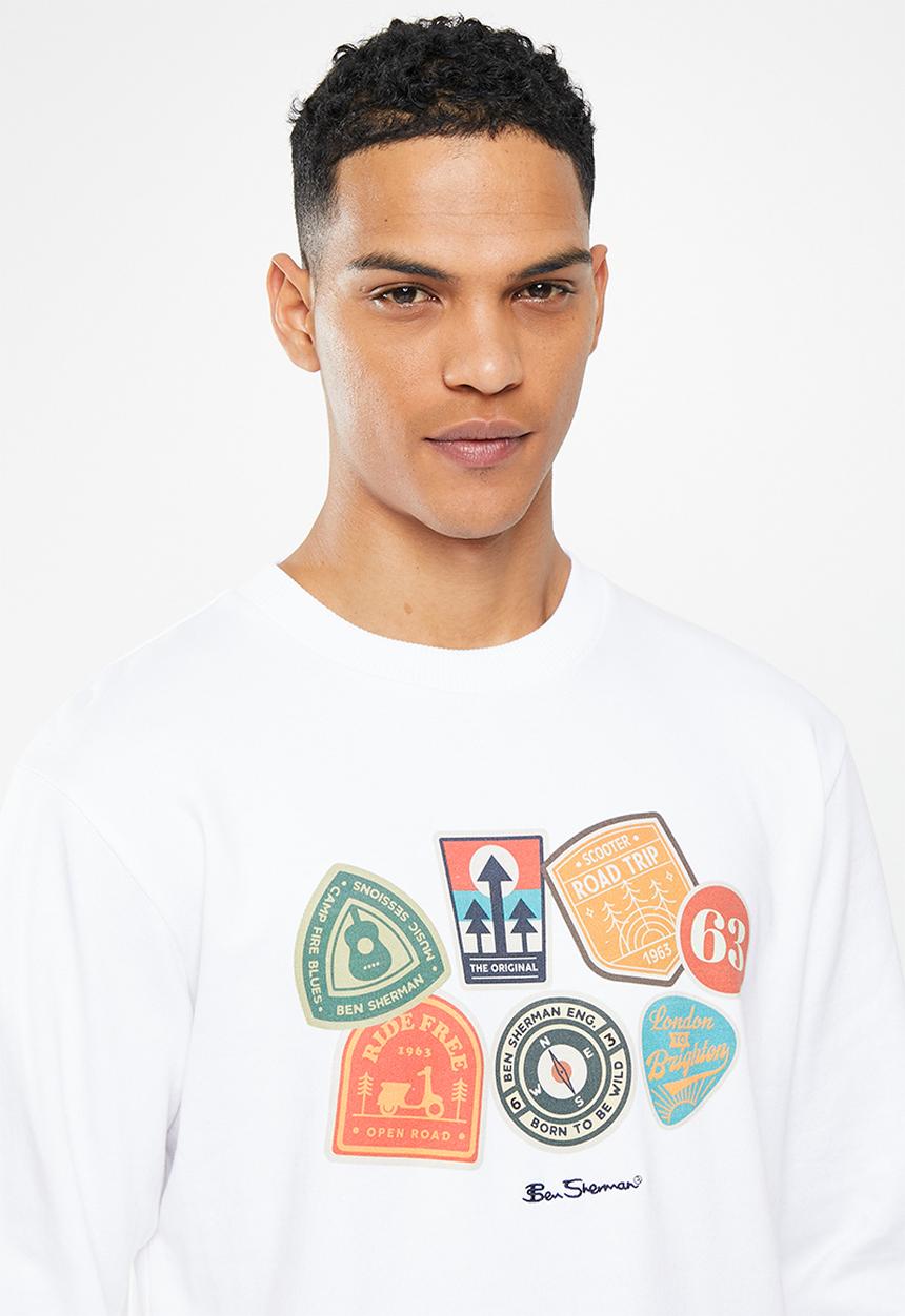 Ben Sherman - Outdoor badges crew sweater - white 