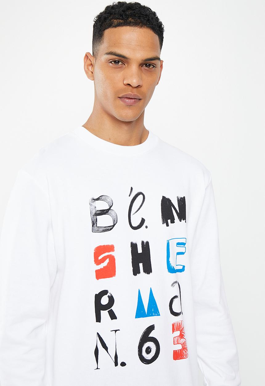 Ben Sherman - Typography crew sweater - white 