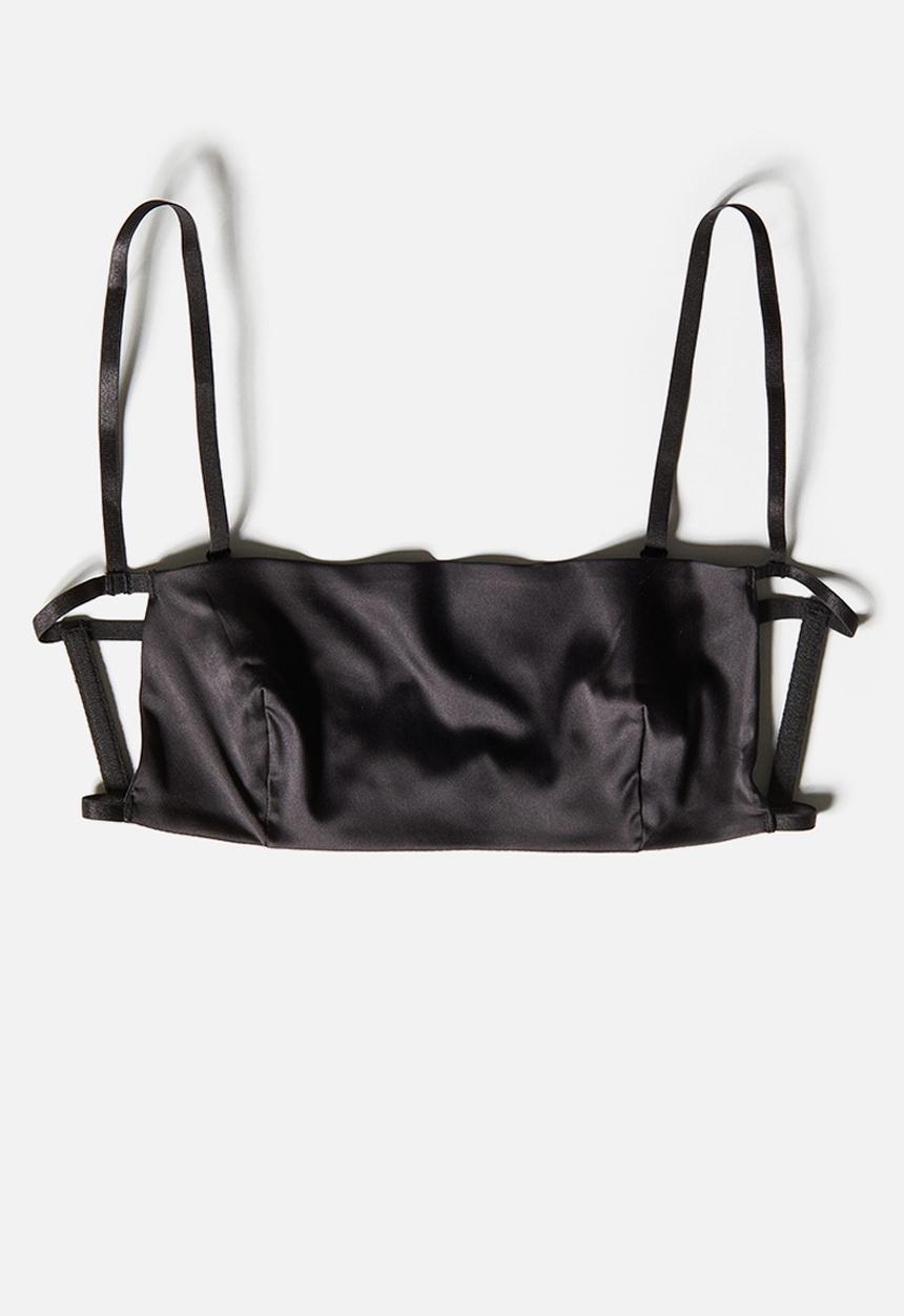 H&M - H&M Studio: Soft bralette with a sheen - charcoal grey 