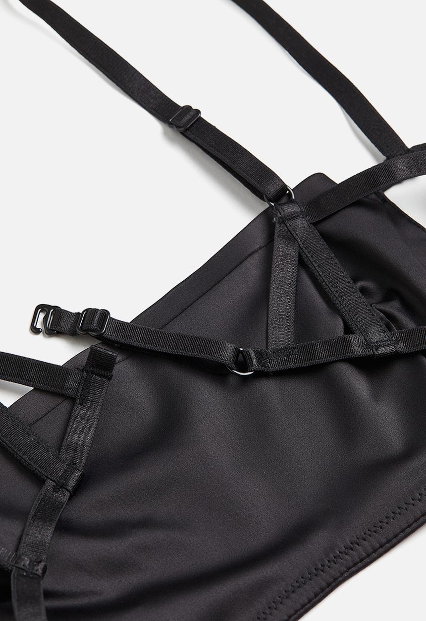 H&M - H&M Studio: Soft bralette with a sheen - charcoal grey 