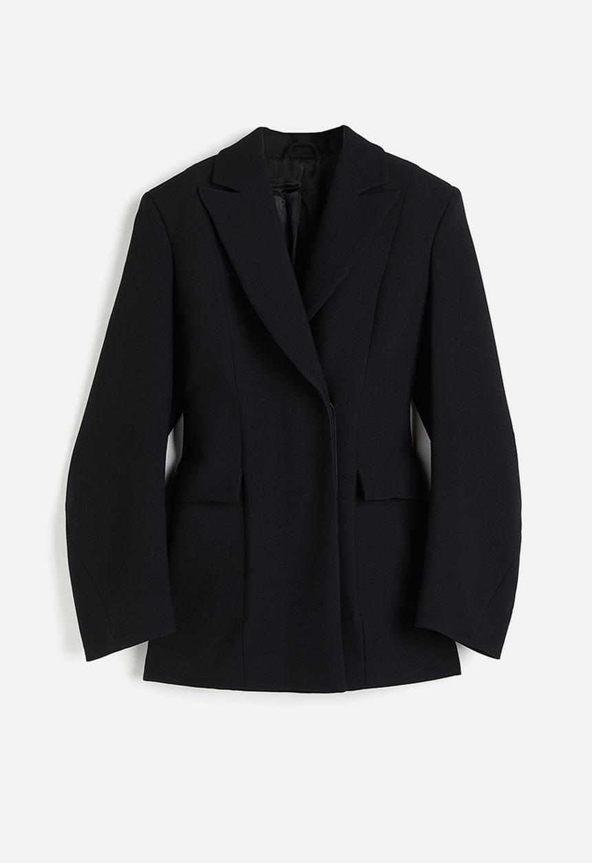 H&M - H&M Studio: Wool-blend hourglass blazer - midnight black