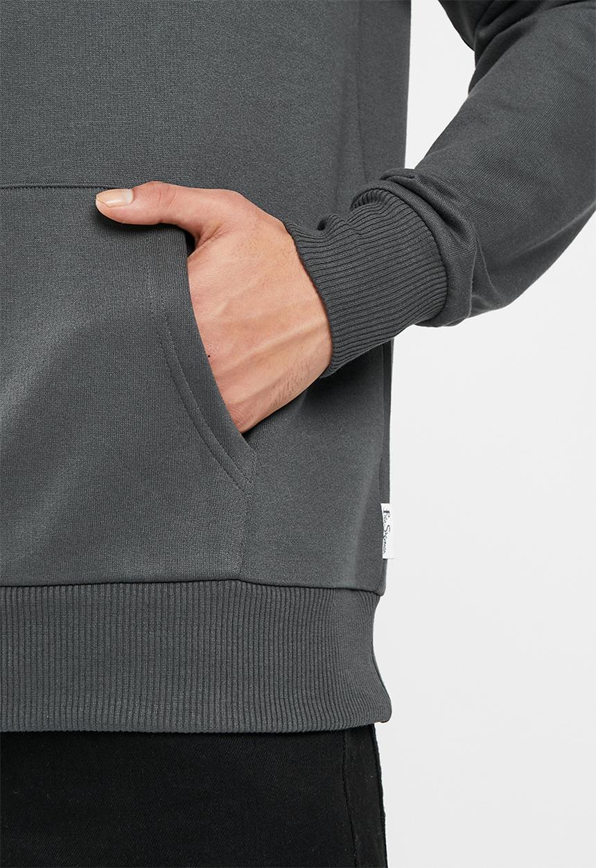 Ben Sherman - B kangaroo pkt sweater - chorcoal 
