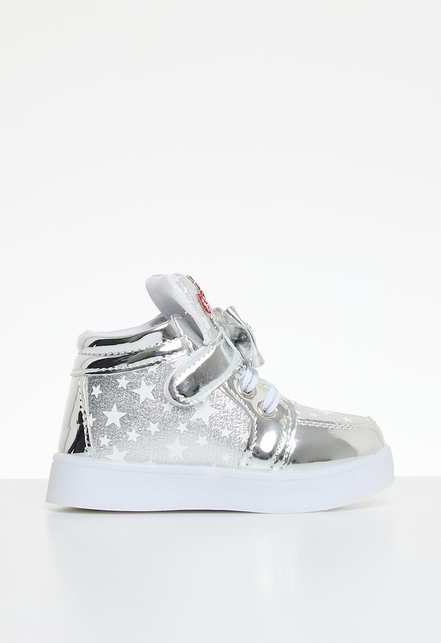 Pop Candy - Velcro strap light up sneakers - silver